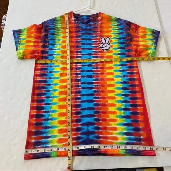 Reflective Colorful Tie Dye Retro Skater Custom Upcycled Tee Unisex Small Tshirt - Picture 8 of 16